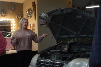 Melissa Hannan talking to her class