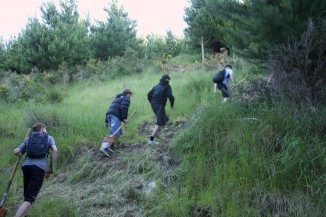 Youth volunteering to build bike tracks