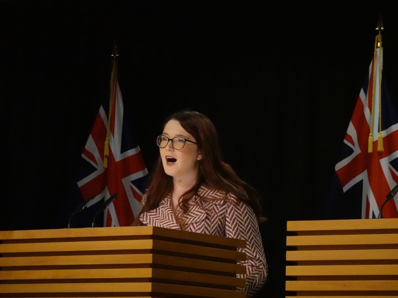 Youth Press Gallery member Cerys Gibby gives closing speech.