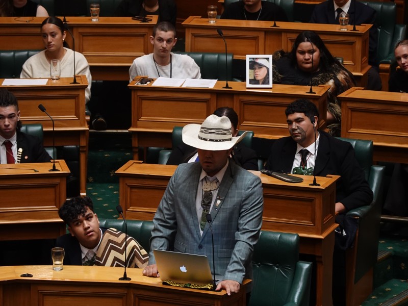 Youth MP Kupa Poihipi delivering General Debate speech.