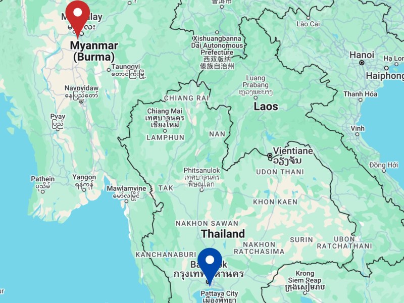 Myanmar quake epicentre map
