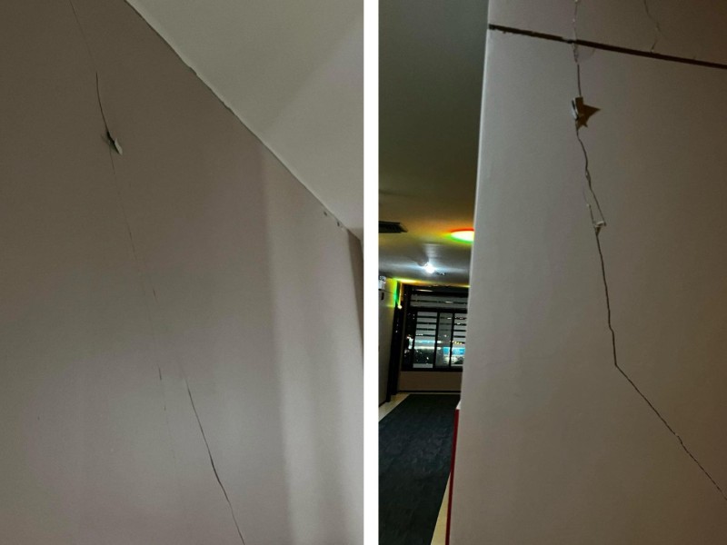 Cracks inside the Grand Howard Hotel