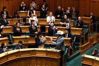 Standing ovation for Youth MP Terangitukiwaho Edwards General Debate speech.