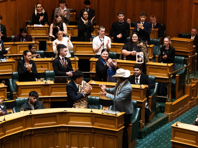 Standing ovation for Youth MP Terangitukiwaho Edwards General Debate speech.