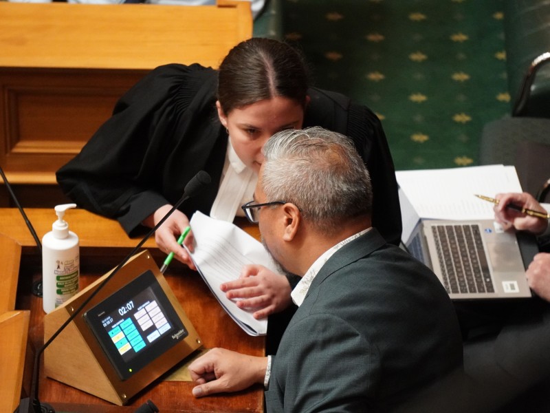 Speaker of the House and Presiding Clerk discussing following controversial debate speech.