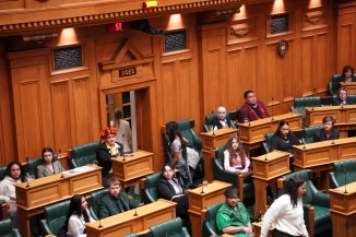 Youth MPs walking out of Parliament in response to speech