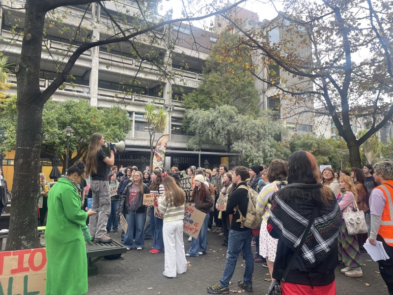 students gathering at UC protest 